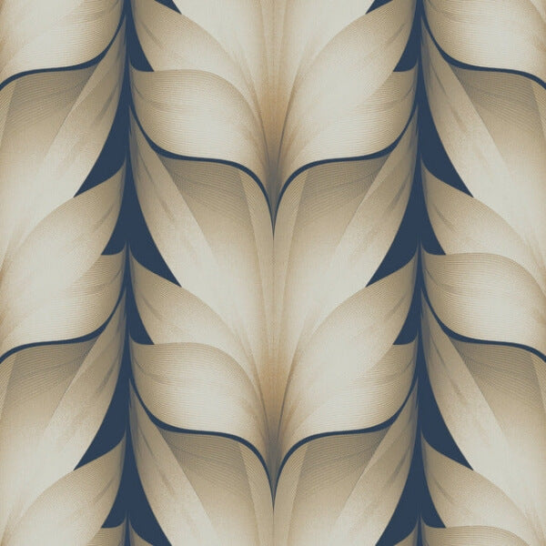 Lotus Light Stripe Navy Wallpaper