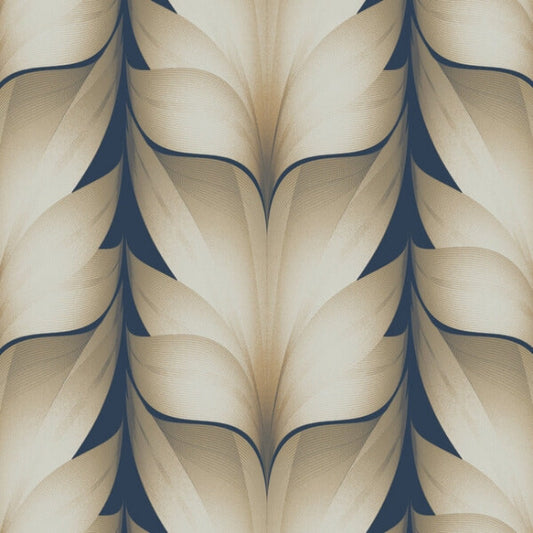 Lotus Light Stripe Navy Wallpaper