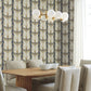Lotus Light Stripe Navy Wallpaper