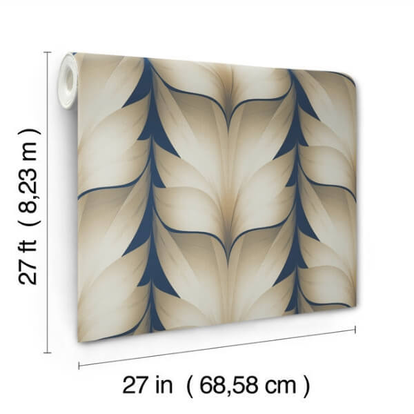 Lotus Light Stripe Navy Wallpaper