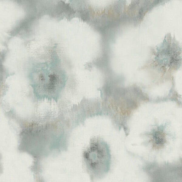 Blended Floral Aqua Wallpaper