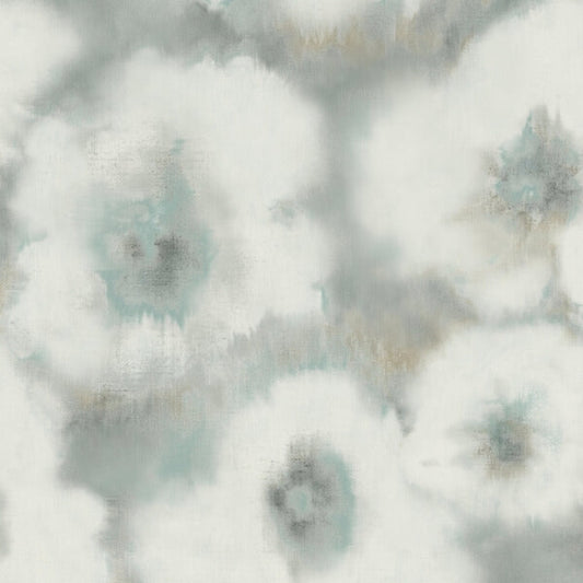 Blended Floral Aqua Wallpaper