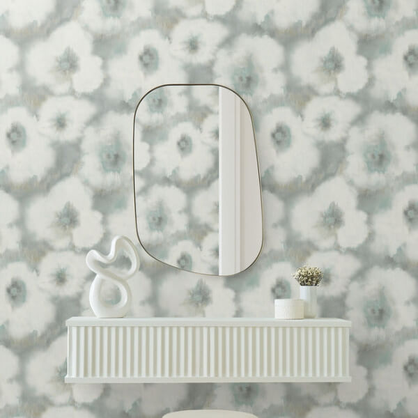 Blended Floral Aqua Wallpaper