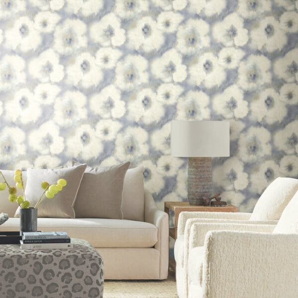Blended Floral Blue Wallpaper