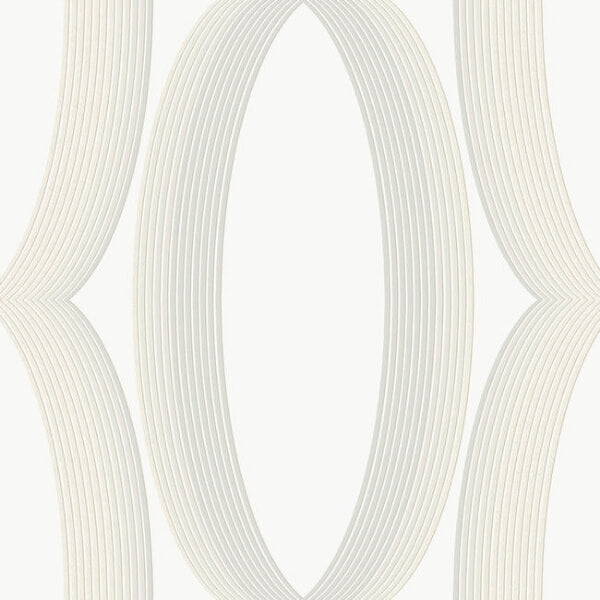Progression Ogee White Wallpaper