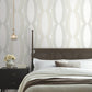 Progression Ogee White Wallpaper