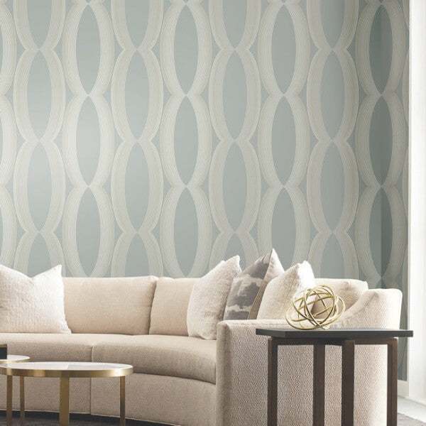 Progression Ogee Light Blue Wallpaper