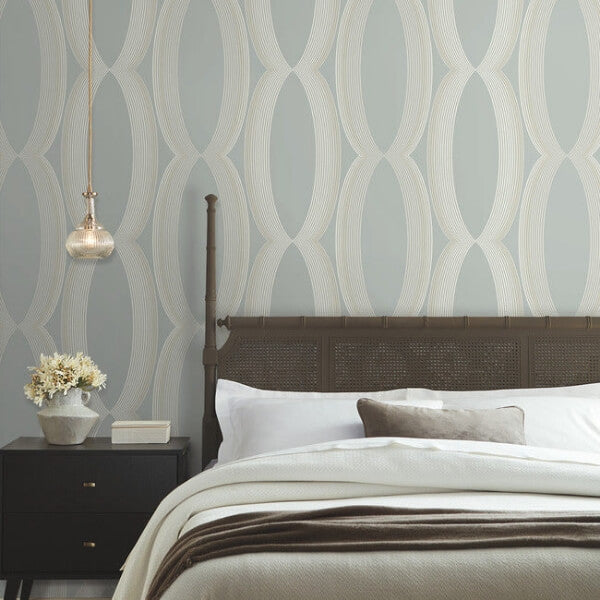 Progression Ogee Light Blue Wallpaper