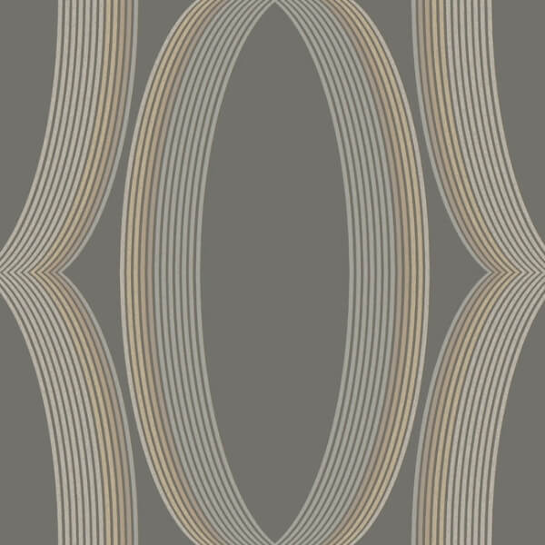 Progression Ogee Charcoal Wallpaper