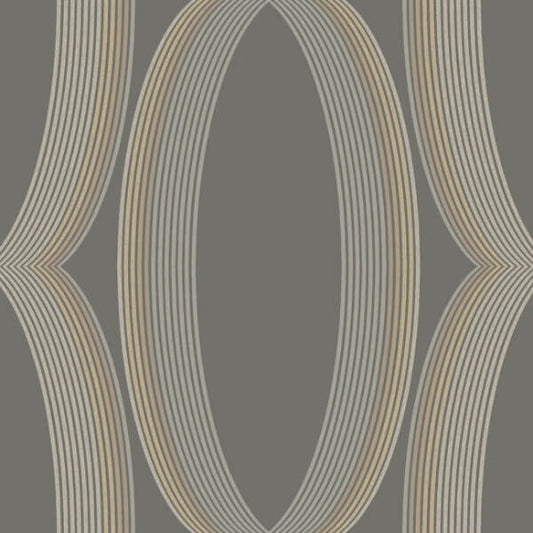 Progression Ogee Charcoal Wallpaper