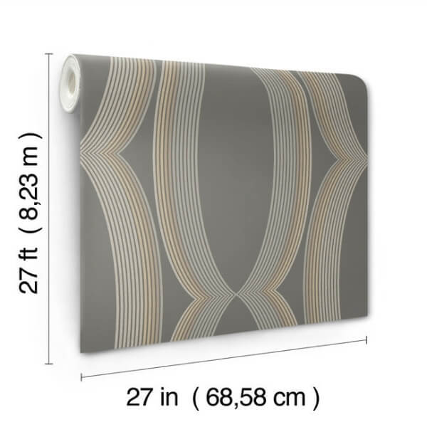 Progression Ogee Charcoal Wallpaper