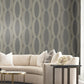 Progression Ogee Charcoal Wallpaper