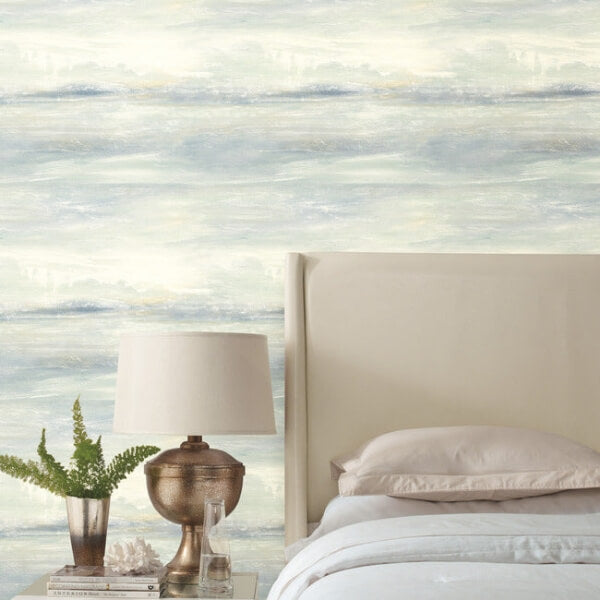 Soothing Mists Scenic Blue Oasis Wallpaper