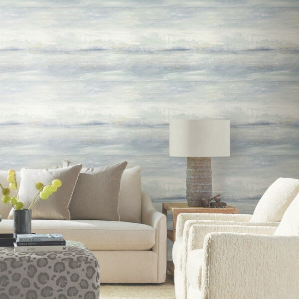 Soothing Mists Scenic Blue Oasis Wallpaper