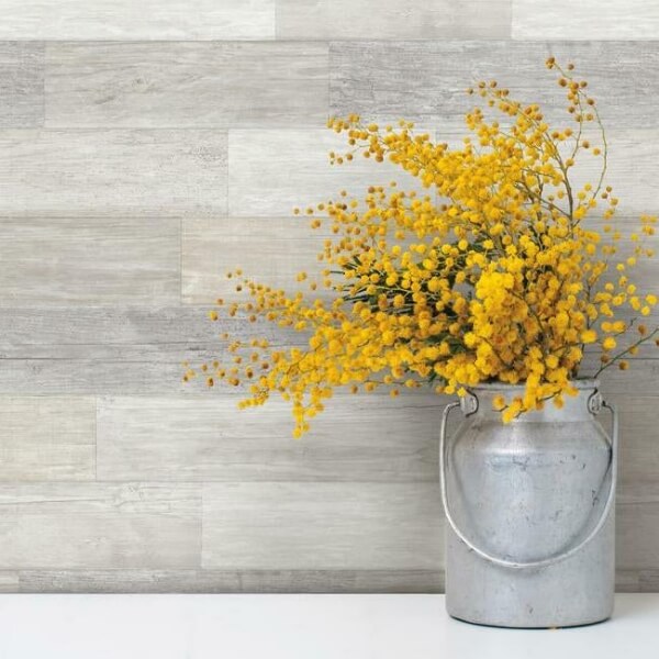 Bleached Pallet Board White Wallpaper