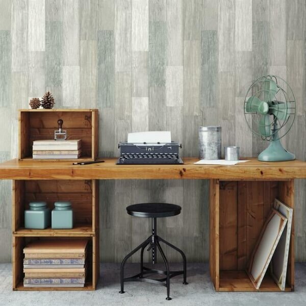 Bleached Pallet Board White Wallpaper