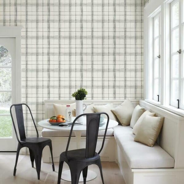 Farmhouse Plaid Black & White Wallpaper