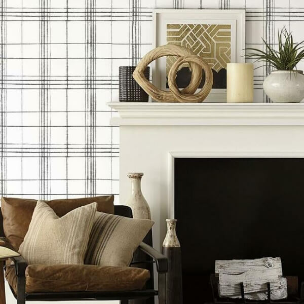 Farmhouse Plaid Black & White Wallpaper