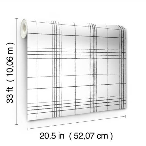 Farmhouse Plaid Black & White Wallpaper