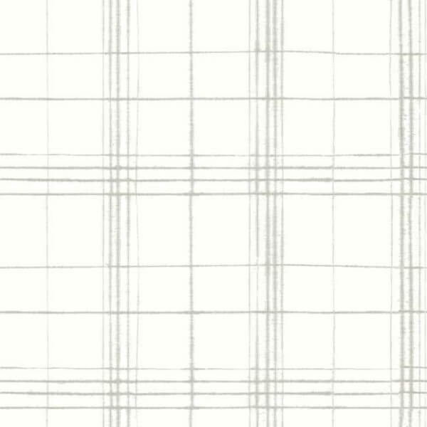Farmhouse Plaid Linen & White Wallpaper