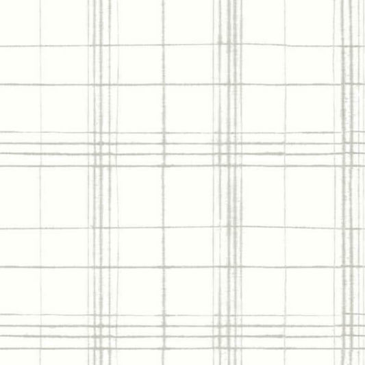 Farmhouse Plaid Linen & White Wallpaper
