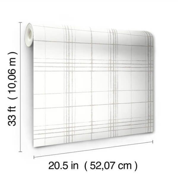 Farmhouse Plaid Linen & White Wallpaper