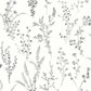 Wildflower Sprigs Black & White Wallpaper