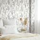 Wildflower Sprigs Black & White Wallpaper