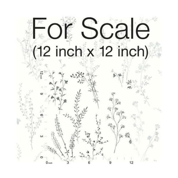 Wildflower Sprigs Black & White Wallpaper