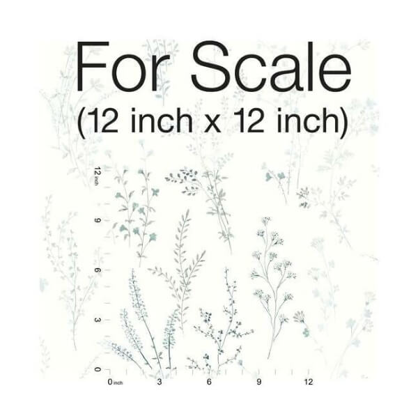 Wildflower Sprigs Blue & Green Wallpaper