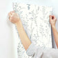 Wildflower Sprigs Blue & Green Wallpaper