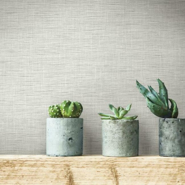 Silk Linen Weave Grey Wallpaper