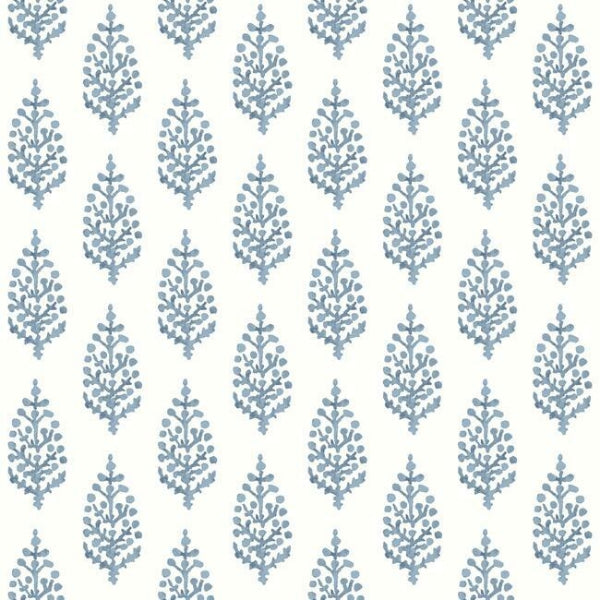 Paisley on Calico Blue Wallpaper