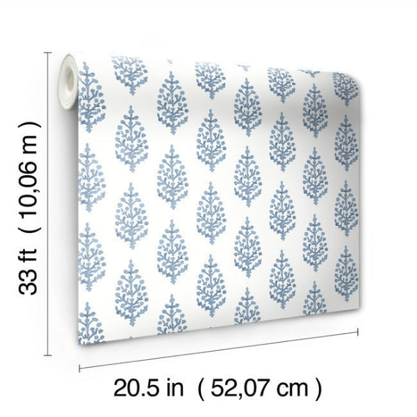 Paisley on Calico Blue Wallpaper