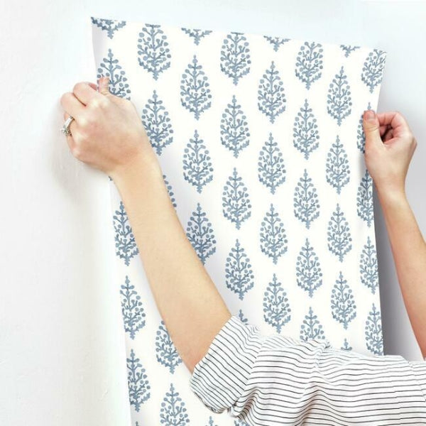Paisley on Calico Blue Wallpaper