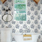 Heritage Rose Navy & White Wallpaper