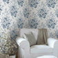 Heritage Rose Navy & White Wallpaper