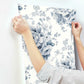 Heritage Rose Navy & White Wallpaper