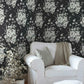 Heritage Rose Black & Grey Wallpaper