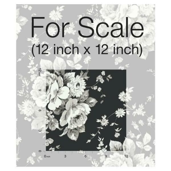Heritage Rose Black & Grey Wallpaper