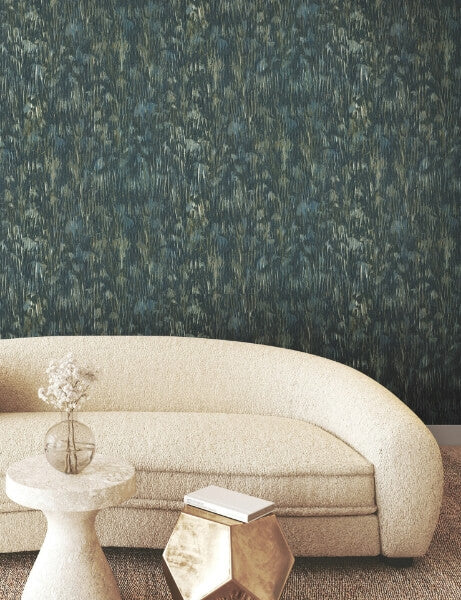 Gilded Plume Teal Wallpaper