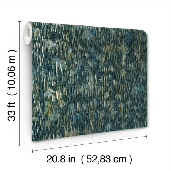 Gilded Plume Teal Wallpaper