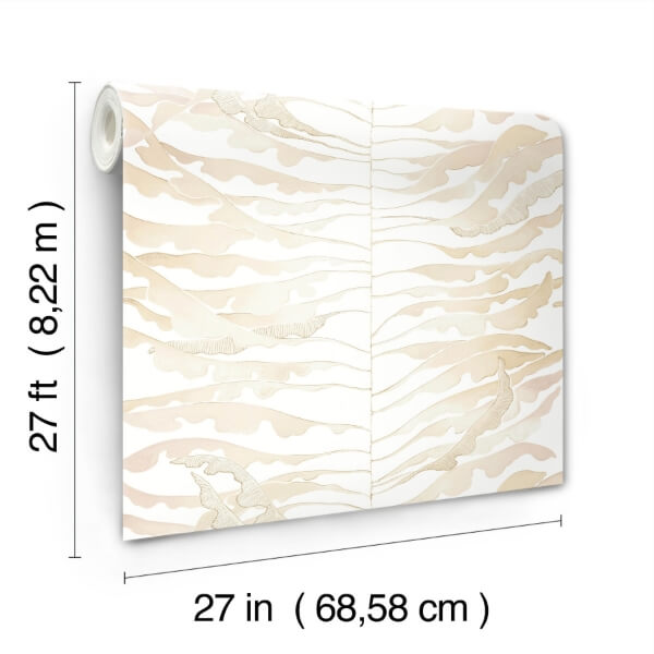Leaf Column Taupe Wallpaper