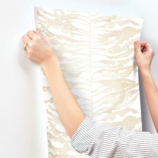 Leaf Column Taupe Wallpaper