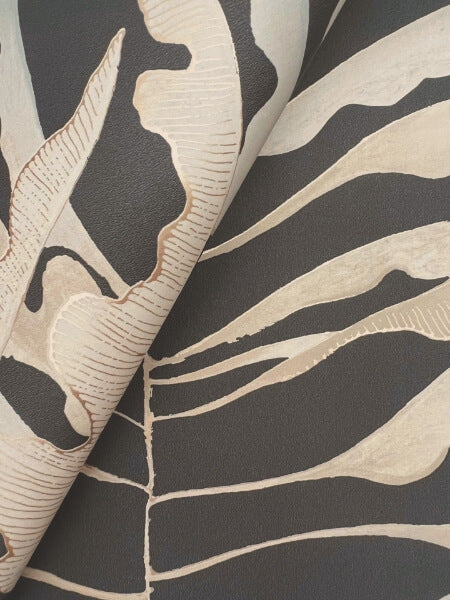 Leaf Column Black Wallpaper