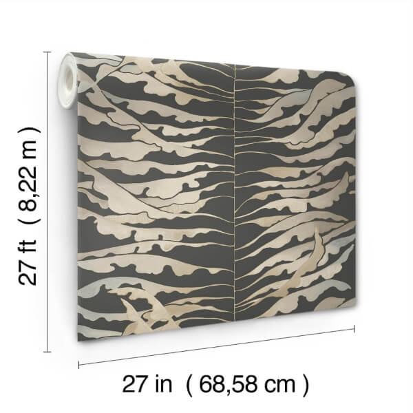 Leaf Column Black Wallpaper