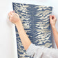 Leaf Column Navy Wallpaper
