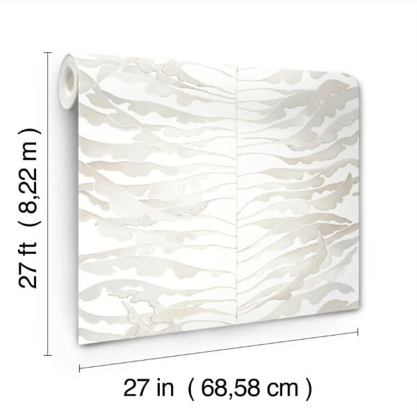 Leaf Column Neutral Wallpaper