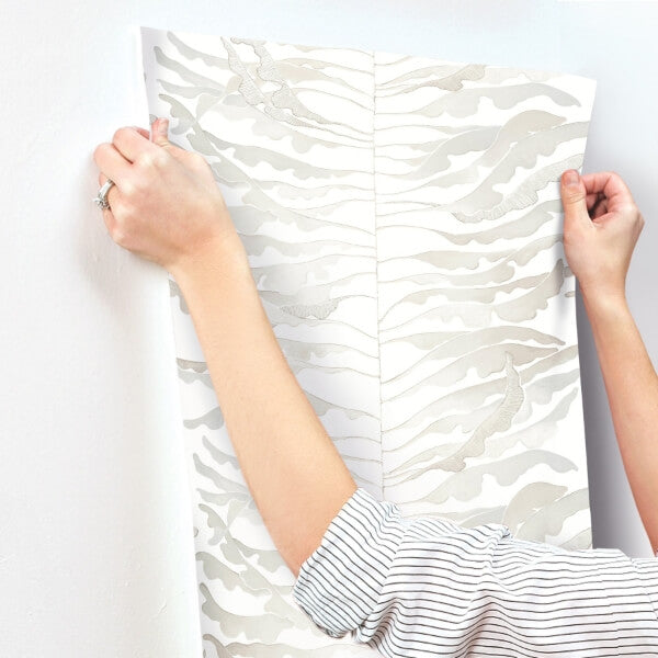 Leaf Column Neutral Wallpaper