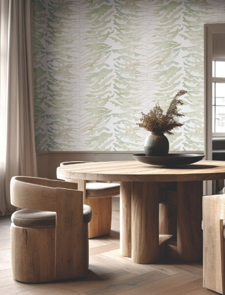 Leaf Column Green Wallpaper